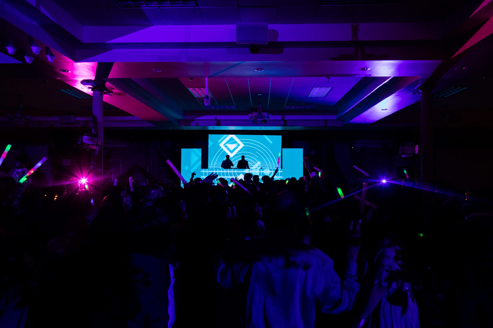 Hands up on the dance floor during DJ Rahul set